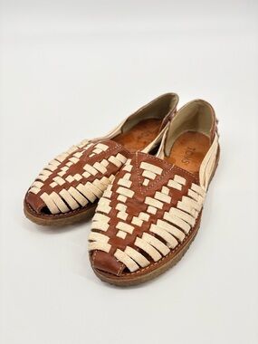 TOMS Woven Leather Huarache Slip-On - Brown/Cream